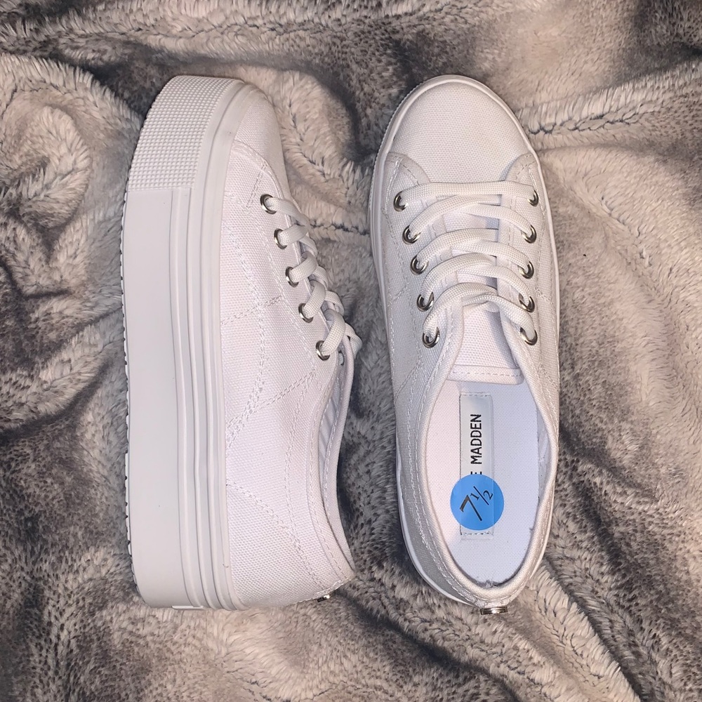Steve Madden White Platform Tennis Shoes